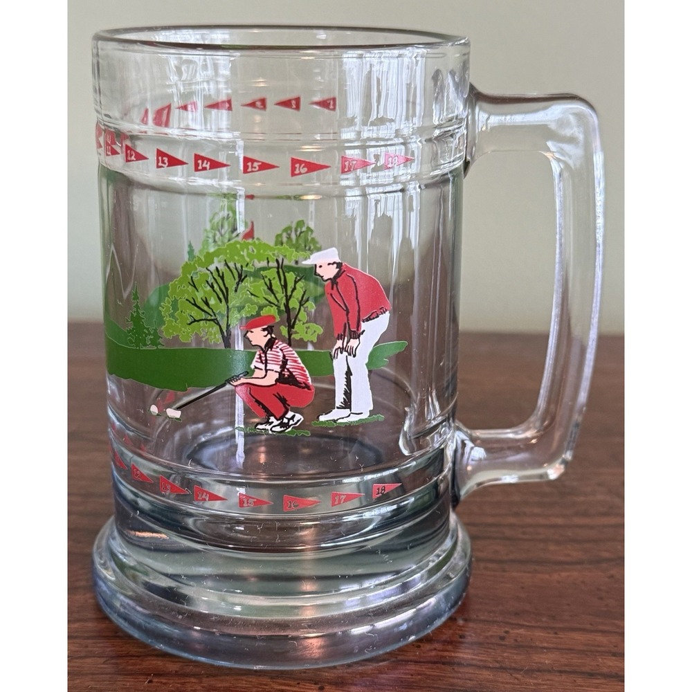 Vintage Princess House- Golf Themed Heavy‎ Glass Mug Stein